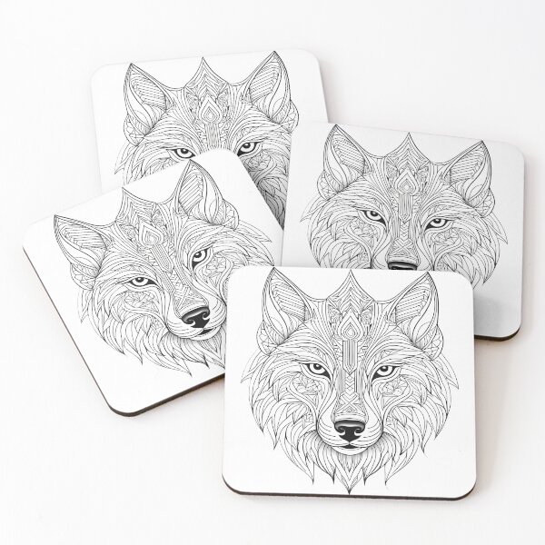 Item preview, Ornamental Wolf Line Art - 2 designed and sold by RELAX STATION.