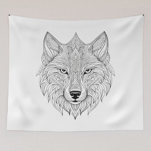 Item preview, Ornamental Wolf Line Art - 2 designed and sold by RELAX STATION.