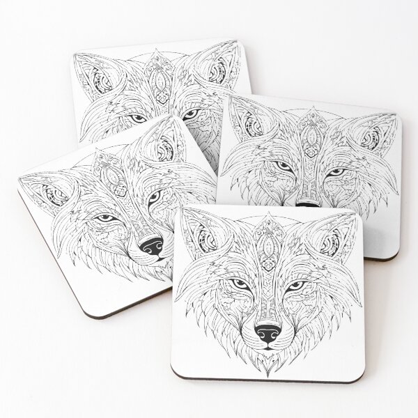 Item preview, Ornamental Wolf Line Art - 3 designed and sold by RELAX STATION.