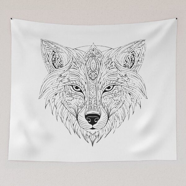 Item preview, Ornamental Wolf Line Art - 3 designed and sold by RELAX STATION.