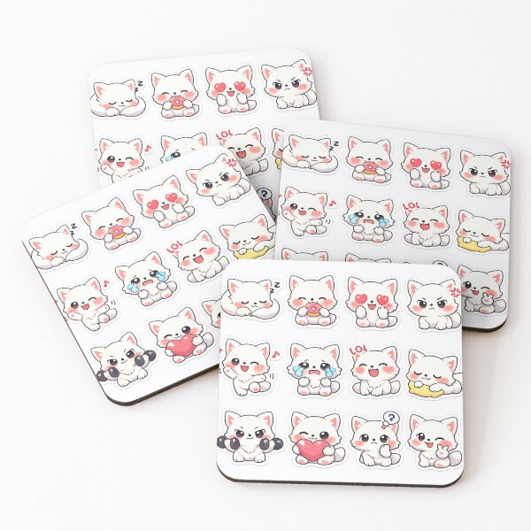Item preview, Kawaii white fox Sticker Pack – Cute Chibi fox Emotions Sticker Sheet designed and sold by ahfas86.