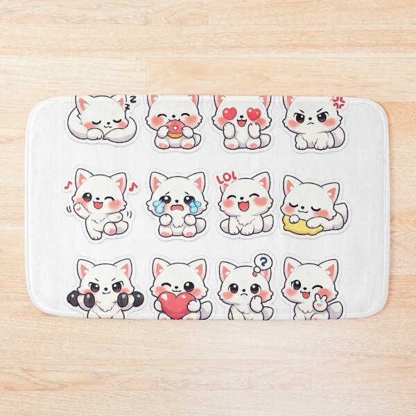 Item preview, Kawaii white fox Sticker Pack – Cute Chibi fox Emotions Sticker Sheet designed and sold by ahfas86.