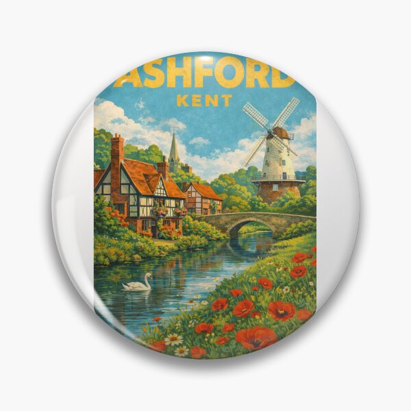 Item preview, Ashford Village and Great Stour River in Kent, England designed and sold by Places On Earth.