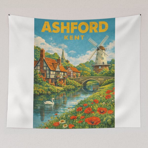 Item preview, Ashford Village and Great Stour River in Kent, England designed and sold by Places On Earth.