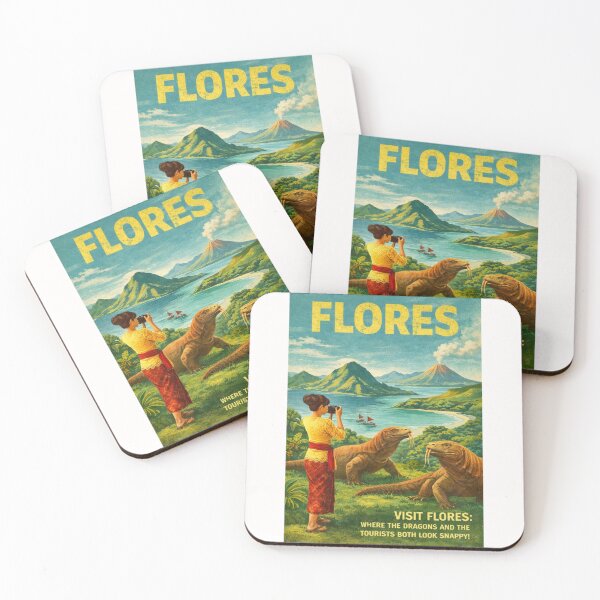 Item preview, Komodo Dragons with Tourists Taking Photos of Volcano in Flores, East Nusa Tenggara Indonesia designed and sold by Places On Earth.
