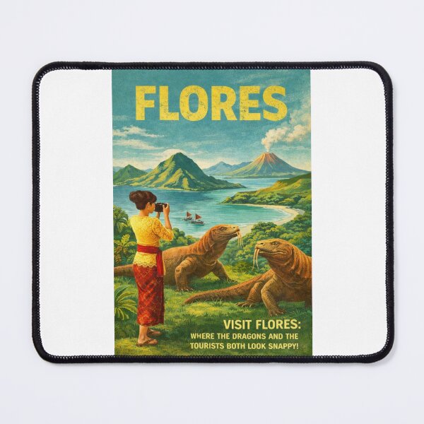 Item preview, Komodo Dragons with Tourists Taking Photos of Volcano in Flores, East Nusa Tenggara Indonesia designed and sold by Places On Earth.