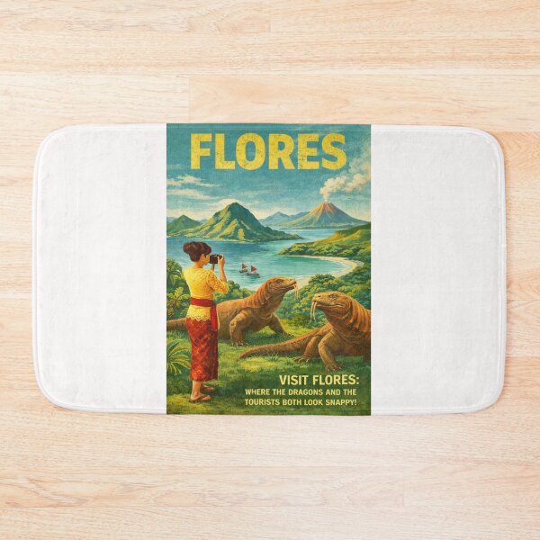 Item preview, Komodo Dragons with Tourists Taking Photos of Volcano in Flores, East Nusa Tenggara Indonesia designed and sold by Places On Earth.