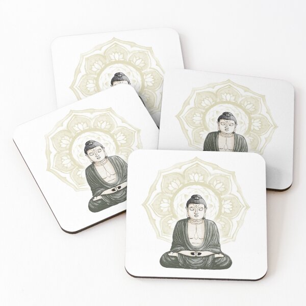 Item preview, Buddha Padma Watercolor - Fawn Coal Pine - Gold Halo designed and sold by Irene Estelle.