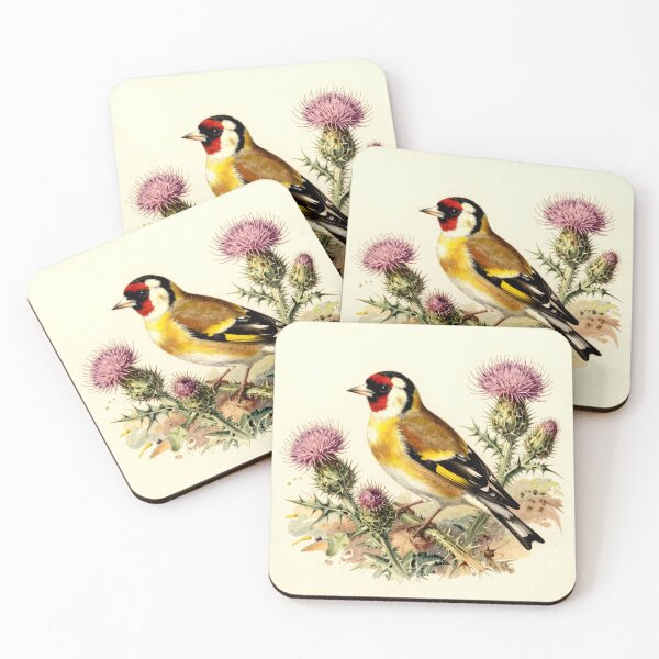 Item preview, European Goldfinch on Thistle – Vintage Natural History Bird Illustration designed and sold by AnimalAirtistry.