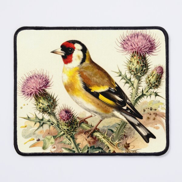 Item preview, European Goldfinch on Thistle – Vintage Natural History Bird Illustration designed and sold by AnimalAirtistry.