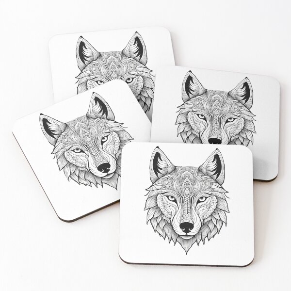 Item preview, Ornamental Wolf Line Art - 4 designed and sold by RELAX STATION.
