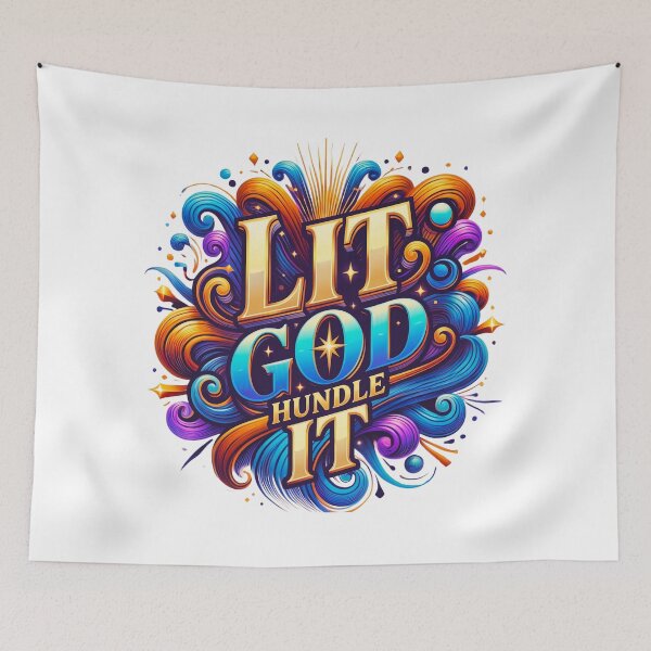 Item preview, Lit God Hundle It - Vibrant Ornate Faith Typography designed and sold by Serjames.