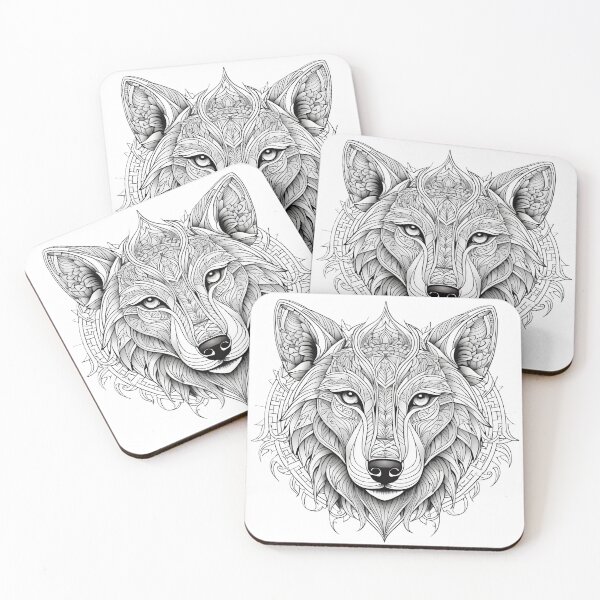 Item preview, Ornamental Wolf Line Art - 5 designed and sold by RELAX STATION.