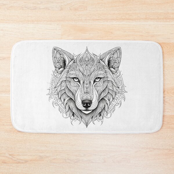 Item preview, Ornamental Wolf Line Art - 5 designed and sold by RELAX STATION.