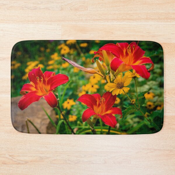 Item preview, Vibrant Red Daylilies in a Summer Garden designed and sold by ADAG-ART.