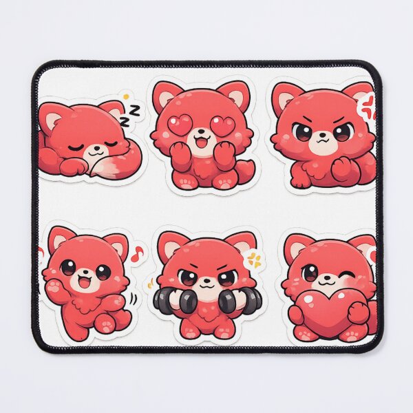Item preview, Kawaii Red Bear Stickers – Cute Chibi fox Expressions designed and sold by ahfas86.