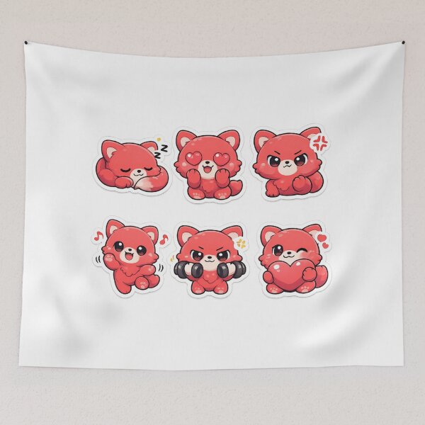 Item preview, Kawaii Red Bear Stickers – Cute Chibi fox Expressions designed and sold by ahfas86.