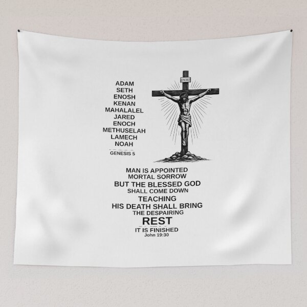 Item preview, Genesis 5 Hidden Gospel  | Man Appointed Mortal Sorrow Blessed God Comes Down | Christian Quiet Luxury Scripture Apparel designed and sold by ALTARandANTHEM.