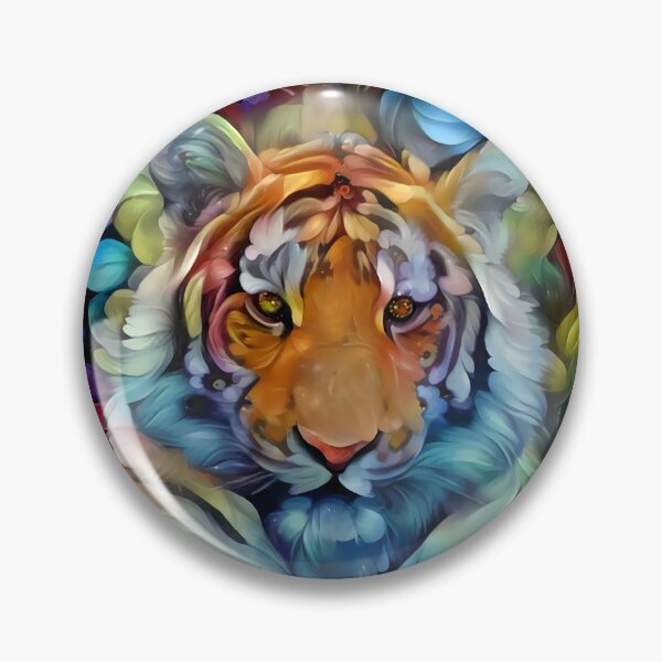 Item preview, Painted Tiger – Vibrant Colorful Floral Digital Art designed and sold by Lainey1978.