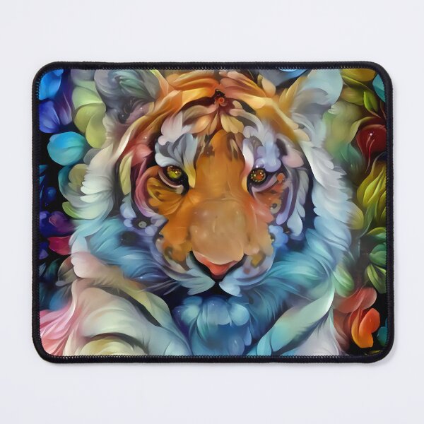 Item preview, Painted Tiger – Vibrant Colorful Floral Digital Art designed and sold by Lainey1978.