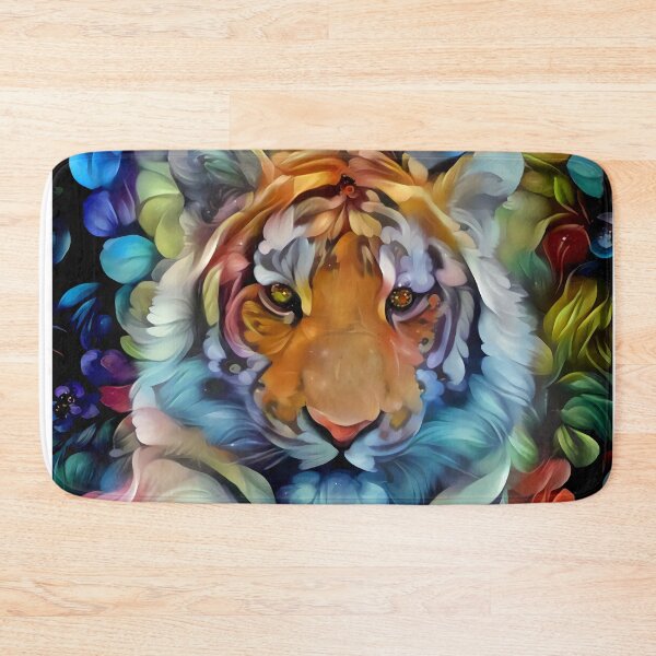 Item preview, Painted Tiger – Vibrant Colorful Floral Digital Art designed and sold by Lainey1978.