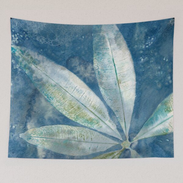 Item preview, Pachira Aquatica Money Tree Wet Cyanotype Mixed Media Botanical Art designed and sold by NicoleGiger.Studio.