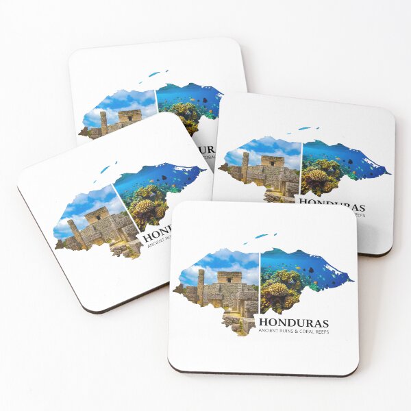 Item preview, Honduras Map Art - Ancient Mayan Ruins & Vibrant Coral Reefs Design designed and sold by AbulailArt.