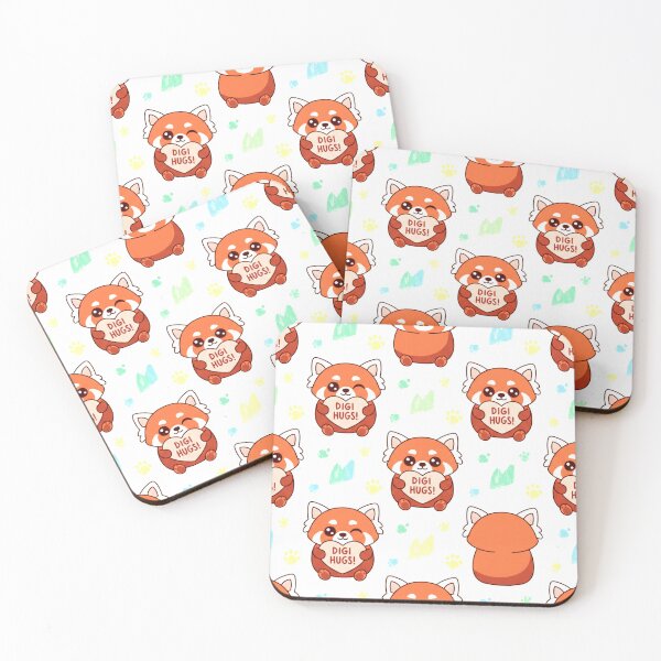 Item preview, A cute red panda pattern with colorful paw prints and digi hugs designed and sold by Creative88Art.