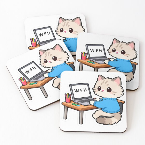 Item preview, Kawaii Cat Working From Home Sticker – Cute WFH Laptop Kitty designed and sold by ahfas86.