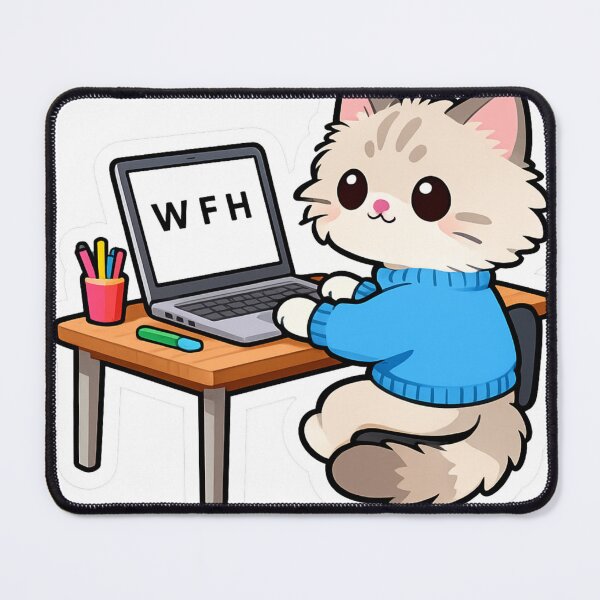 Item preview, Kawaii Cat Working From Home Sticker – Cute WFH Laptop Kitty designed and sold by ahfas86.