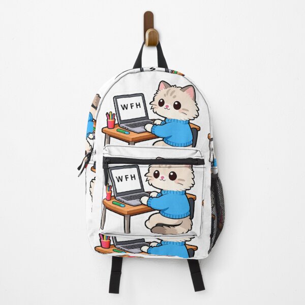 Item preview, Kawaii Cat Working From Home Sticker – Cute WFH Laptop Kitty designed and sold by ahfas86.