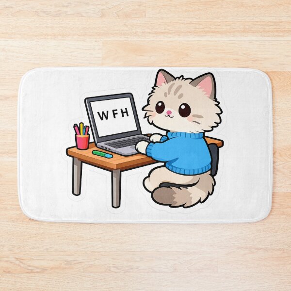 Item preview, Kawaii Cat Working From Home Sticker – Cute WFH Laptop Kitty designed and sold by ahfas86.