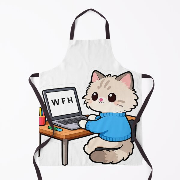 Item preview, Kawaii Cat Working From Home Sticker – Cute WFH Laptop Kitty designed and sold by ahfas86.