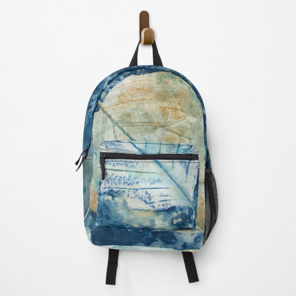 Item preview, Drift – Cyanotype + Mixed Media Maple and Birch Leaf Print designed and sold by NicoleGiger.Studio.