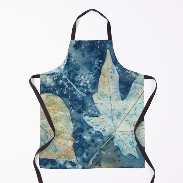 Item preview, Drift – Cyanotype + Mixed Media Maple and Birch Leaf Print designed and sold by NicoleGiger.Studio.