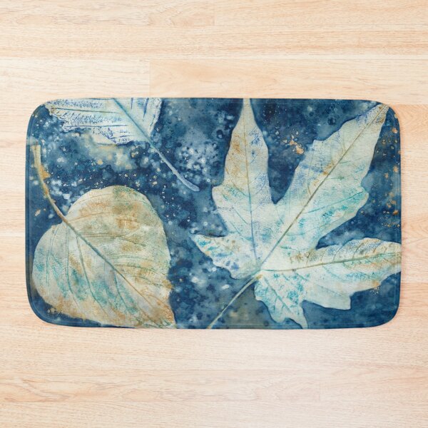 Item preview, Drift – Cyanotype + Mixed Media Maple and Birch Leaf Print designed and sold by NicoleGiger.Studio.