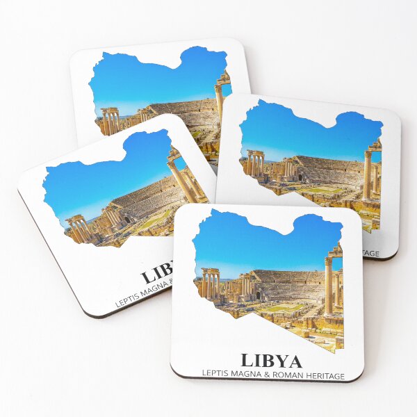 Item preview, Libya Map Art - Leptis Magna Ancient Ruins & Roman Heritage Design designed and sold by AbulailArt.