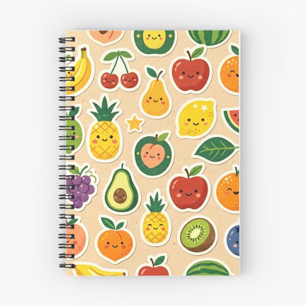 Item preview, A colorful pattern of cartoon fruits with smiling faces on a peach background designed and sold by Creative88Art.