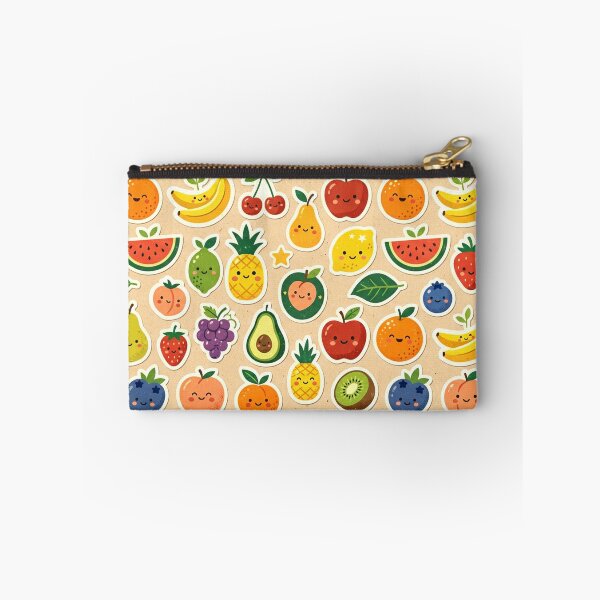 Item preview, A colorful pattern of cartoon fruits with smiling faces on a peach background designed and sold by Creative88Art.