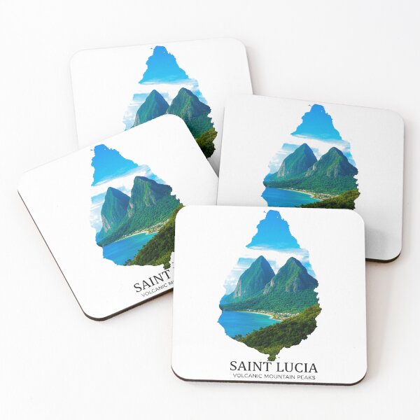 Item preview, Saint Lucia Map Art - Majestic Pitons Volcanic Peaks & Caribbean Luxury Design designed and sold by AbulailArt.
