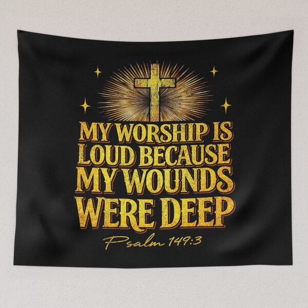 Item preview, My Worship Is Loud Because My Wounds Were Deep Psalm 147:3 Christian Faith Design designed and sold by Patchina.