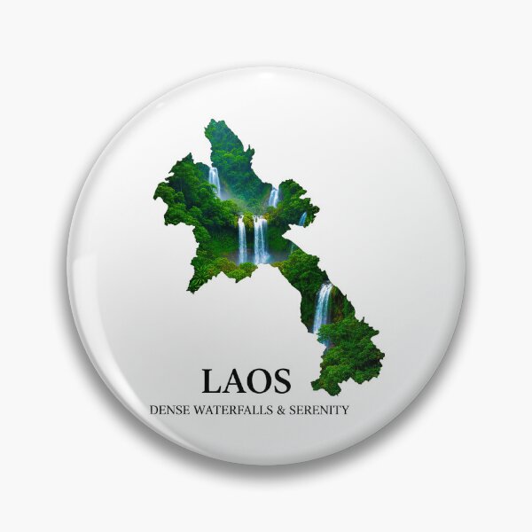 Item preview, Laos Map Art - Kuang Si Falls & Tropical Jungle Serenity Design designed and sold by AbulailArt.