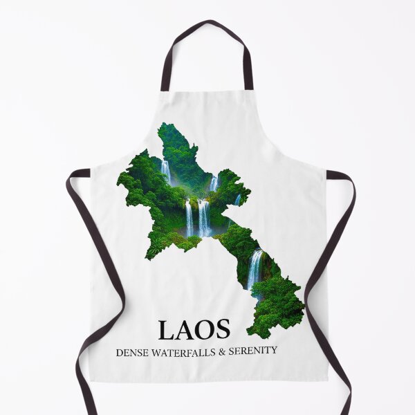 Item preview, Laos Map Art - Kuang Si Falls & Tropical Jungle Serenity Design designed and sold by AbulailArt.