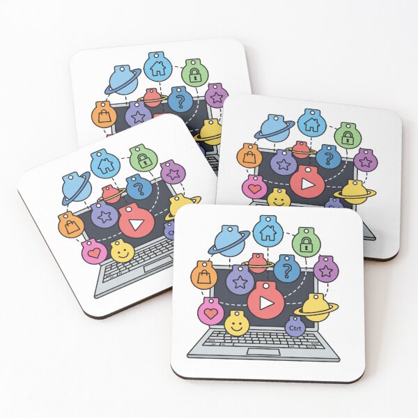 Item preview, Vibrant Tech Life Laptop with Floating App Icons Sticker designed and sold by ZYNORAworld.