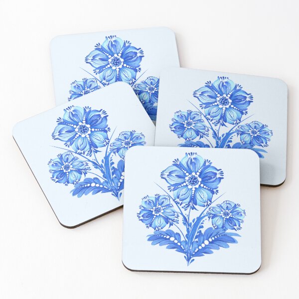 Item preview, Bouquet of blue flowers, Ukraine art, Petrykivka style, author's drawing designed and sold by Sunflower-7.