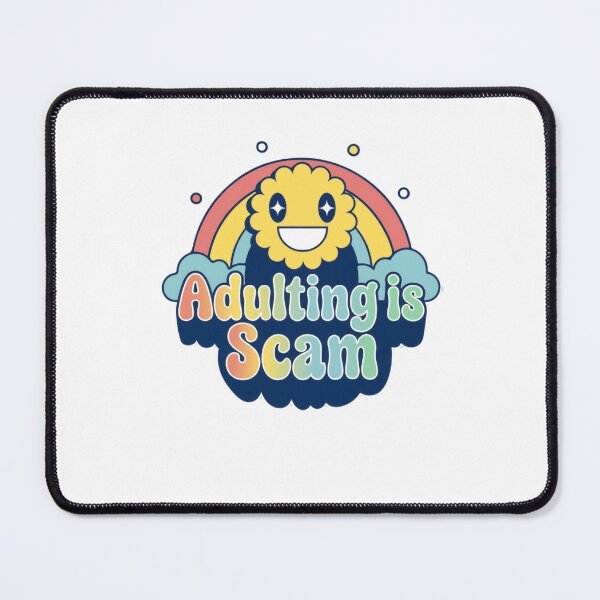 Item preview, Adulting Is A Scam Funny Meme Adult Life retro groovy funny emoji designed and sold by SkeletonsDanger.