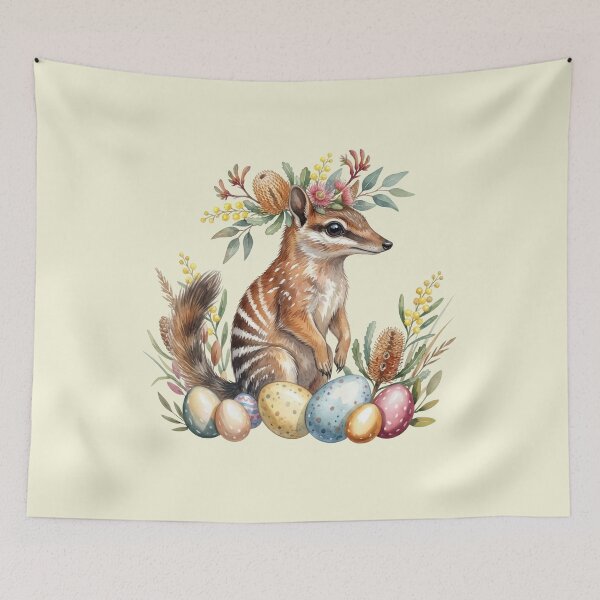 Item preview, Easter Numbat with Native Wildflowers - Cute Australian Wildlife Easter Art designed and sold by Wennebabs.