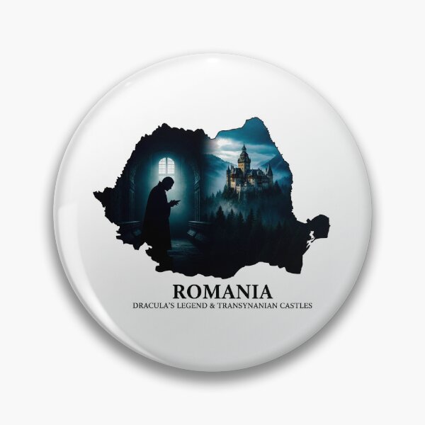 Item preview, Romania Map Art - Dracula’s Legend & Transylvanian Gothic Castles Design designed and sold by AbulailArt.