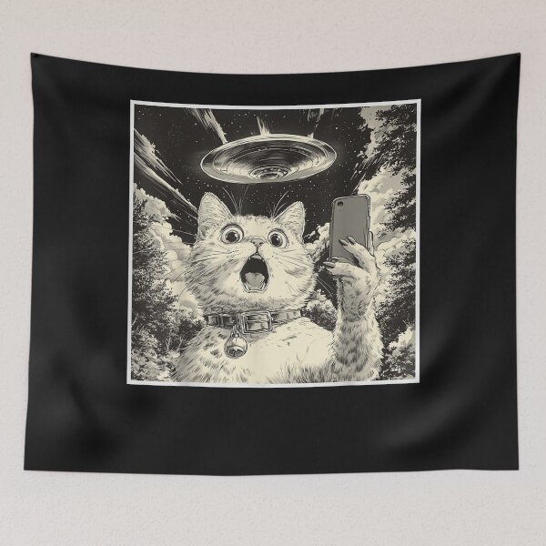 Item preview, Cat Selfie With Alien UFO Funny Meme For Men Women designed and sold by MOHAMED FRASER.