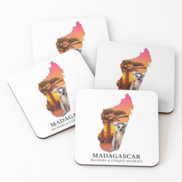 Item preview, Madagascar Map Art - Ancient Baobab Trees & Unique Lemur Wildlife Design designed and sold by AbulailArt.